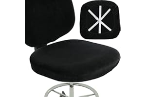 BUYUE Task Office Chair Seat Cover, Super Soft Velvet Student Dorm Computer Chair Stretch Washable Dustproof Slipcover Protectors (Seat Cover Only, Black)