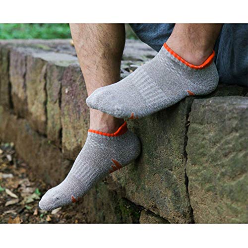 OxsOy Men's Athletic Ankle Socks Moisture Wicking Cushioned No Show Low Cut Running Tab Sock, 5-Pack (Multicolor-5 Pairs) - Thumbnail 4