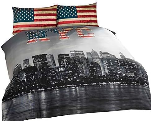 INDIVIDUAL NUEVA YORK CIUDAD AMERICANO REVERSIBLE MEZCLA ALGODÓN ...