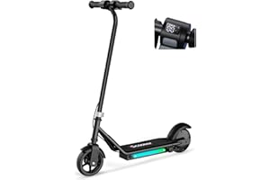 iScooter IK3/IK3Pro Electric Scooter for Kids Aged 6-12, LED Display, 3 Speeds, 3 Heights (IK3Pro), Magnetic Charging, 150W Motor, Colorful Lights