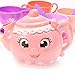 FunsLane Colorful Tea Party Set Toy with Cartoon Pink Smile face Teatop and Colorful Cute Teacups Sets for Pretend Play Accessories 11 PCS