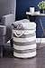 DII Collapsible Laundry Hamper/Storage Basket, Stripe Woven Paper, Gray Stripe, Large