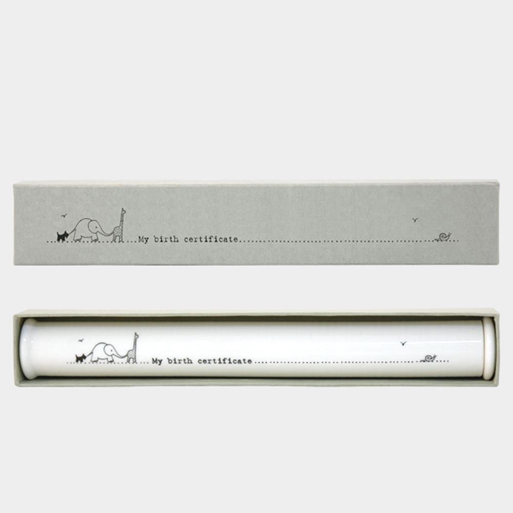 East of India Classic Porcelain Certificate Holder Storage Box, 26.5 cm (L) x 3.5 cm (W) x 26.5 cm (H), Camouflage Pattern, Births & Christenings