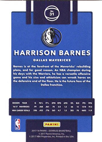 Amazon Com Basketball Nba 2017 18 Donruss 31 Harrison Barnes 31