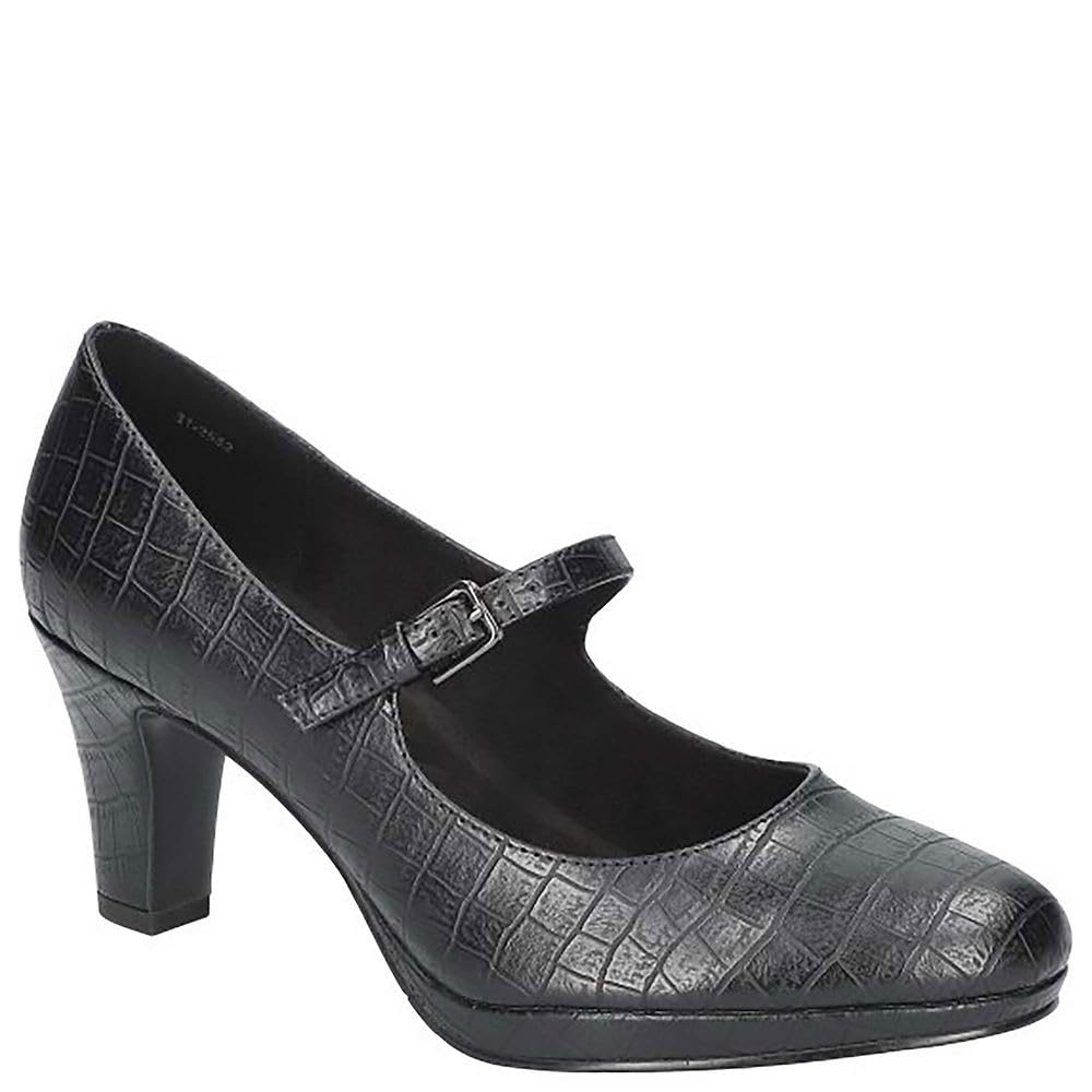 Easy Street Women’s Zest Pump, Black Croco, 6.5 X-Wide
