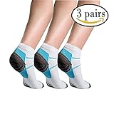 3 Pairs Sport Plantar Fasciitis Arch Support Low Cut Running Gym Compression Foot Socks / Foot Sleeves, Small / Medium, White