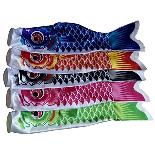 New 5 Colors 55cm Waterproof Japanese Carp Windsock Streamer Hanging Fish Flag Decor Kite Koinobori for Children - Orange - Thumbnail 2