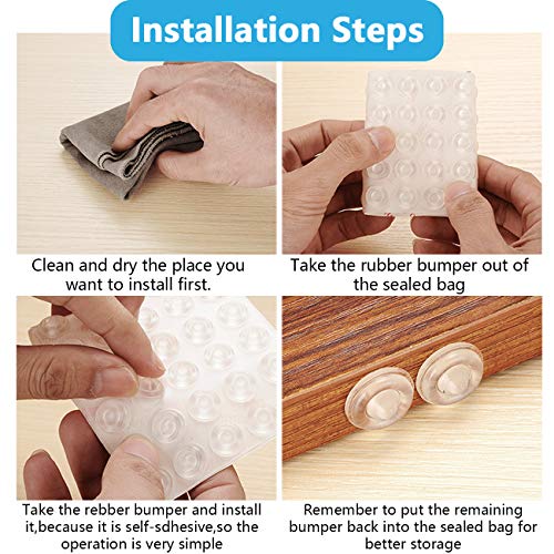 Bumpers 150 PCS Self Adhesive Rubber Bumper, Sound Dampening Clear Door Bumpers