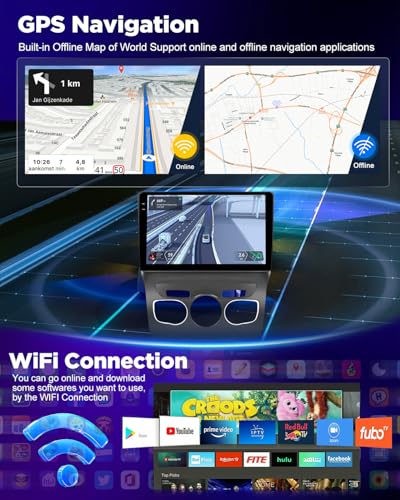 NHOPEEW 4+128G Android Car Radio for Citroen C4/DS4 2012-2018 with Wireless Carplay and Android Auto – 10 Inch Screen Supports WiFi GPS Steering Wheel Controls + Rear View Camera, Canbus