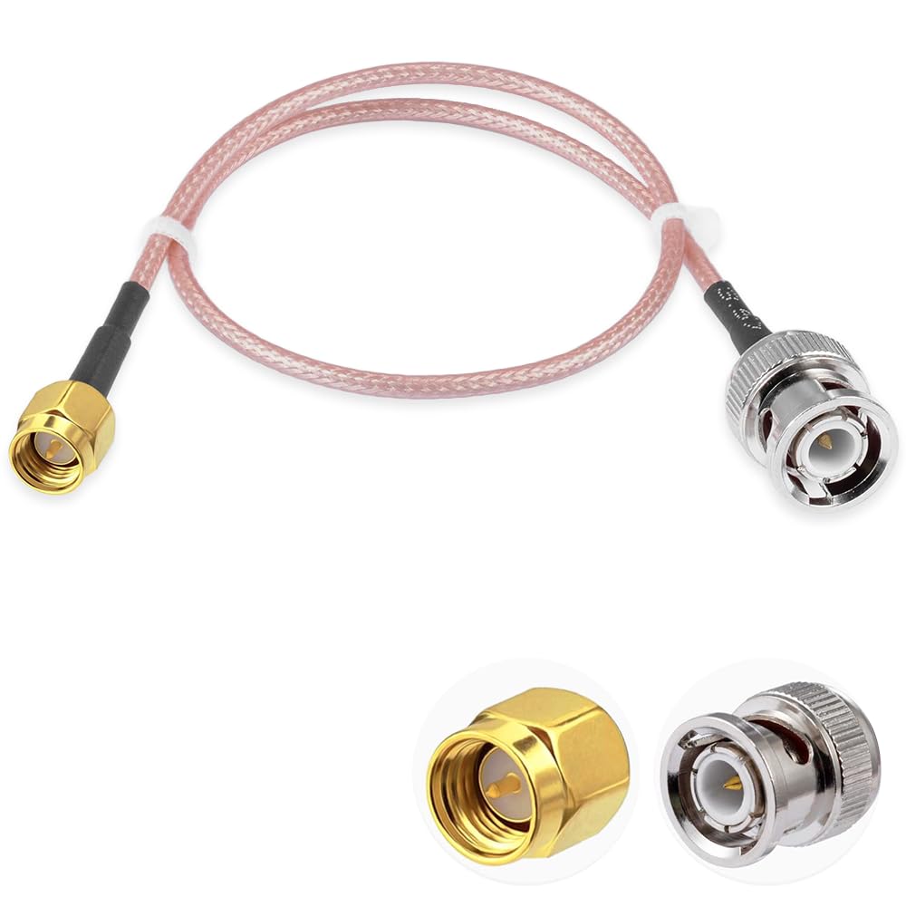 Vecys SMA Male to BNC Male RF Coaxial Cable 50ohm SMA to BNC RG316 Jumper Cable 12"/30CM for Antennas Ham radio Wireless LAN Devices Wi-Fi Radios