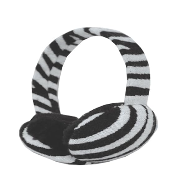 Black And White Zebra Print Faux Fur Ear Muffs Faux Fur