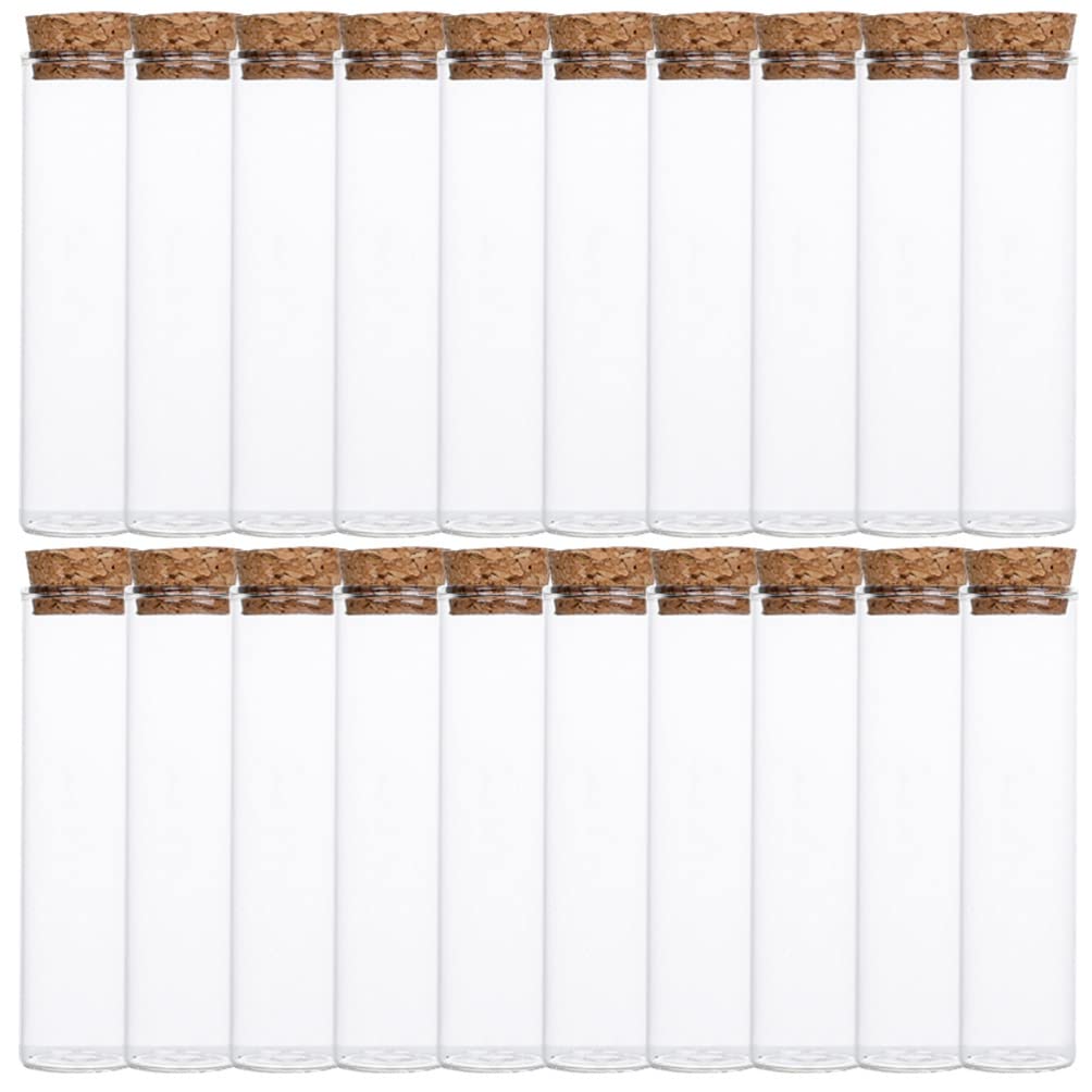 Homoyoyo Terrarium 20PCS 60ml Mini Glass Bottles Cork Stoppers Clear Wishing Bottles Mini Glass Jars Message Bottle DIY Decoration Small Jars Cork for Wedding Party Favors