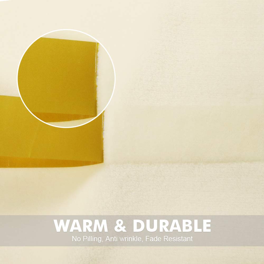 Asmork Flannel Luxury Blanket Ultra Soft Lightweight Thermal Bed Blankets Warm Fuzzy Plush Throw Blanket for Travel Couch Sofa (Ivory, Queen (90\