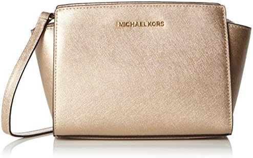 michael kors selma medium metallic leather crossbody