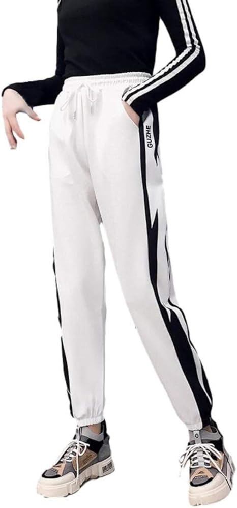 Amazon ニーク レディース ジャージ 下 女子 アクティブ パンツ スポーツ ウェア かわいい サイドライン ズボン レギンス スウェット スウェットパンツ ジョガーパンツ ルームウェア ルームウエア 部屋着 ジャージの下 フィットネス ジム 日本サイズm 白
