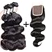Perstar Hair Brazilian Body Wave with Closure Virgin Remy 3 Bundles with 4