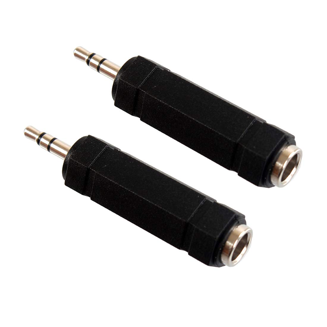 JOMA-E Shop 2 Pack 3.5mm 3 Pole Male Plug to 6.35mm 1/4 Inch Female Stereo Jack Audio Adapter Headphone Microphone Converter Connector
