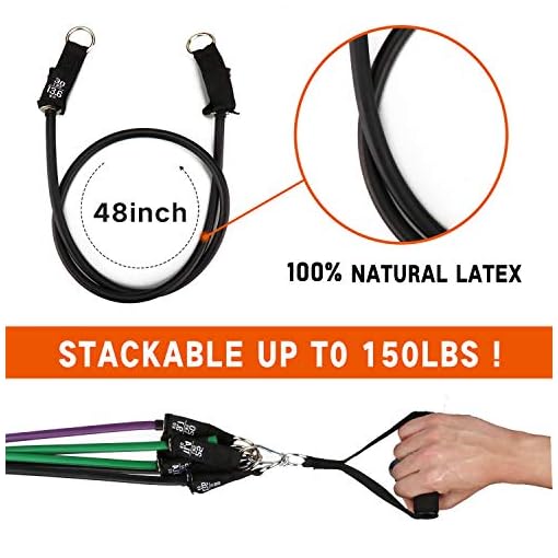 150LB Resistance Bands Home Workout Set Exercise Band Heavy Duty Power Lifting Strength Training Fitness Equipment for… - Image 4