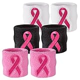 Suddora Pink Ribbon Wristbands - Breast Cancer Awareness Sweatband in Pairs