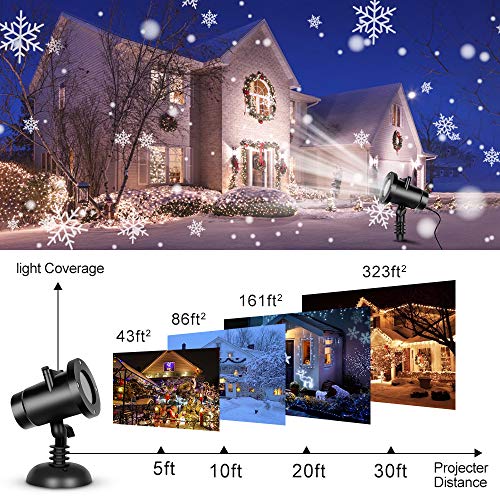 Christmas Snowflake Projector Lights - 16 Slides Decoration Projector Light Christmas Projector Lamp with Remote Control, Waterproof LED Projector Landscape Projector for Christmas Halloween Birthday - Thumbnail 2