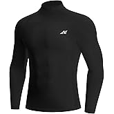 Nakuvara Men's Compression Shirt Mock Neck, UPF 50+ Long Sleeve Workout Undershirts, Quick Dry Athletic Sports Base Layer
