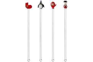 JRVT Sonny Brook Hams, 4 Pieces Christmas Glass Swizzle Stick Mixing Cocktail Whiskey Drink Stir Sticks For Restaurant Bar Home Office (Snowman Series)