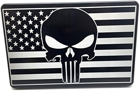 Helm 3 x 5 in. Billet Aluminum Trailer Hitch Cover - Punisher American Flag