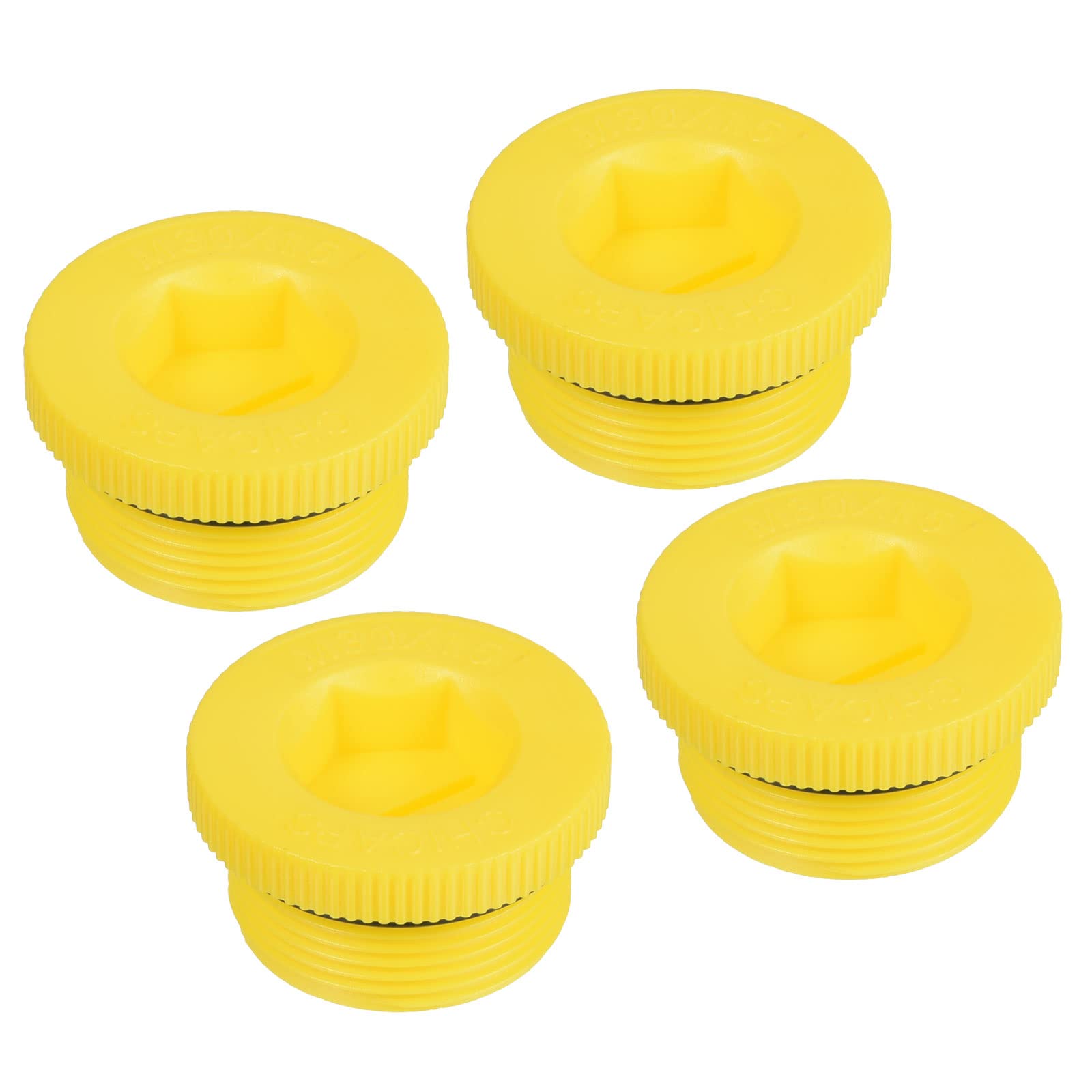 PATIKIL Hold Plugs M30x1.5, 4 Pack PP Plastic Male Threaded Hex Socket Sealing Screw End Cap, Yellow