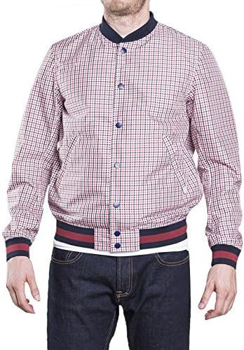 CIVICO 76 Men's Varsity Baseball Jacket Slim Fit Plaid Bomber Jacket