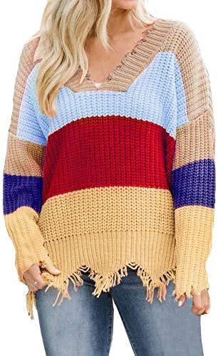 FANCYINN Womens Frayed Cropped Knit 