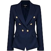 Womens Double Breasted Military Style Blazer Ladies Coat Jacket