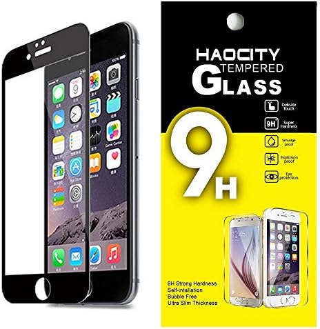 iPhone 6 Screen Protector, HAOCITY Carbon Fiber Full Screen Tempered Glass Protector 3D Curved 0.2mm [Ultra Thin] Edge-to-Edge Complete Coverage Screen Protector for Apple iPhone 6/6S (Black)