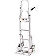 HaulPro Dual Handle Heavy Duty Hand Truck - Lightweight Aluminum 2 Wheel Stair Climbing Dolly Cart-500 Pound Capacity-8" Puncture Resistant Rubber Wheels - 54" H x 18.5" W with 17.5 x 9 Nose Plate