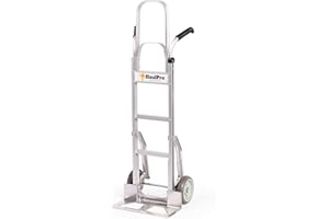 HaulPro Heavy Duty Hand Truck - Aluminum Dolly Cart for Moving - 500 Pound Capacity - 8" Rubber Wheels - 54" H x 18.5" W with 17.5 x 9 Nose Plate