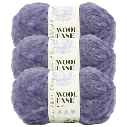 Lion Brand Wool-Ease Aire Yarn, Soft Yarn for Knitting, Crochet, and Crafts, Purple Haze, 3 Pack