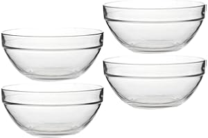 Toyvian 4-Pack Transparent Glass Serving Bowls 2.36X2.36X1.18In Multi-Function Food Bowls Microwave and Fridge Safe Household