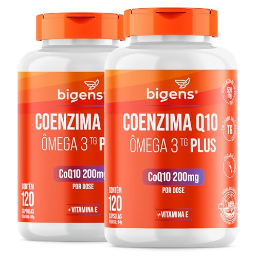 Bigens Coenzima Q10 200mg + Ômega 3 TG Plus + Vit E, 2x 120 Cápsulas