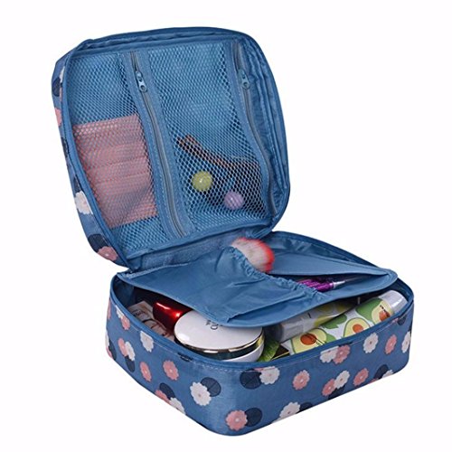 Muranba Travel Cosmetic Makeup Toiletry Case Bag Wash Organizer Storage Pouch Handbag (Blue) - Thumbnail 6