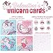 Amosfun 24PCS Valentines Day Unicorn Greeting Cards Valentine Card Kit with 24PCS Envelopes and 24PCS Tin Badges