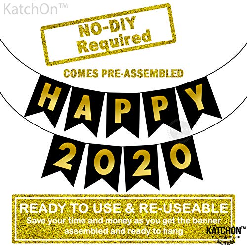 KatchOn Happy 2020 New Year's Party Decorations - No DIY Required | Shiny Gold Foil Letter Print Pap - //coolthings.us