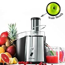 Gourmia GJ750 Wide Mouth Fruit Centrifugal Juicer 850 Watts Juice Extractor with Multiple Settings, Stainless Steel - Includes Free E-Recipe Book - 110V