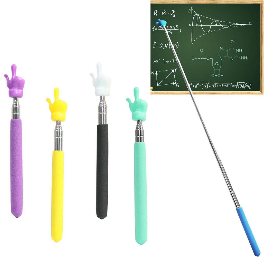 NT-ling 4pcs Teachers Pointer Sticks,Telescopic Teachers Pointer for Classroom Presentation Whiteboard Extendable Pointing Stick for Teachers Speakers, Classroom Supplies