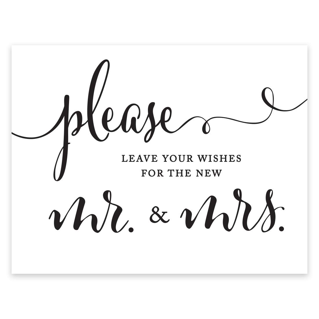 Andaz Press Wedding Party Signs, Formal Black and White, 8.5-inch x 11-inch, Please Leave Your Wishes for the New Mr. & Mrs., 1-Pack