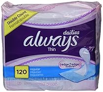 Always Dailies Regular Thin Unscented Pantiliners, 120 ct (Pack of 2)