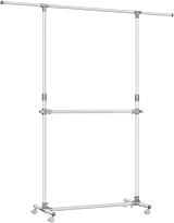 SONGMICS Double Clothes Rail Extendable Top Rail White LLR401W01 113-180 cm
