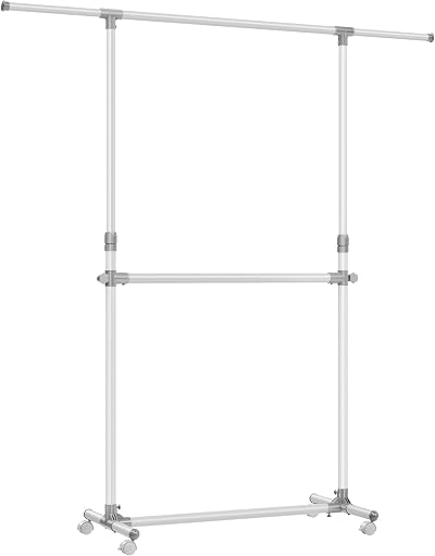 SONGMICS Double Clothes Rail Extendable Top Rail White LLR401W01 113-180 cm