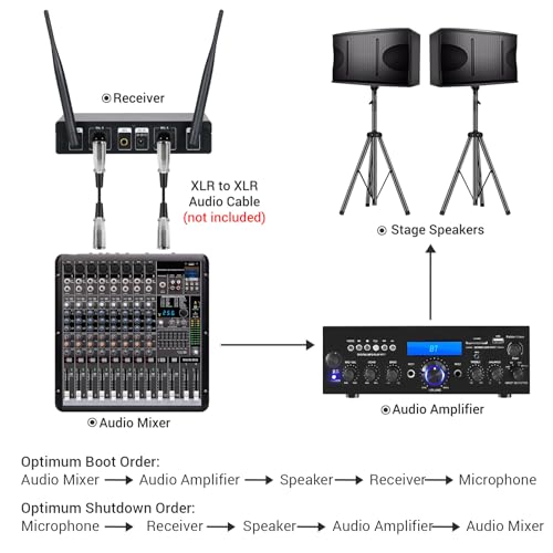 TONOR Wireless Microphone,Metal Dual Professional UHF Cordless Dynamic Mic Handheld Microphone System for Home Karaoke, Meeting, Party, Church, DJ, Wedding, Home KTV Set, 200ft(TW820)