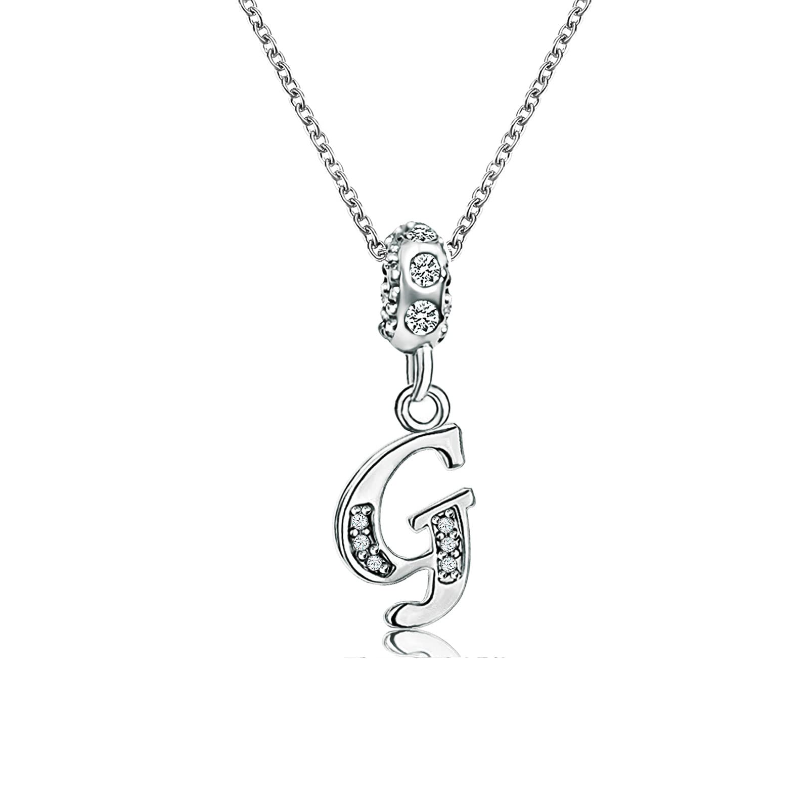 KunBead Jewelry 18 inch Letter G Initial Crystal Alphabet Name Children Charm Pendant Necklace