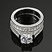 Womens Wedding Engagement Bands Ring Sets 18K White Gold Plated Princess Cut Eternity Solitaire CZ Crystal Best Anniversary Promise Rings Size 8