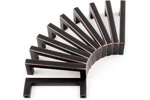 KOOFIZO Solid Square Bar Cabinet Handle - Oil Rubbed Bronze Furniture Pull, 3 Inch/76mm Screwhole Distance, 10-Pack for Kitchen Cupboard Door, Bedroom Dresser Drawer, Bathroom Wardrobe Hardware